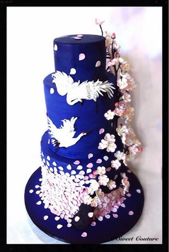 Cherry Blossom Themed Wedding Cake