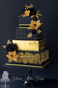 Black & Gold Wedding Cake