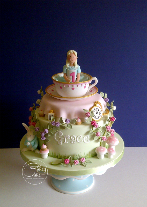 Alice in Wonderland 1st Birthday Cake