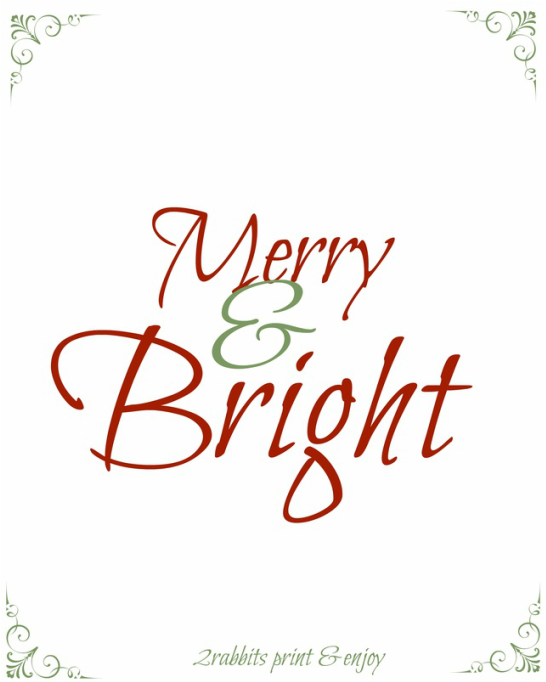 Free Printable Christmas Wall Decal  Merry & Bright