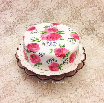 Flower Hand Painted Cake
