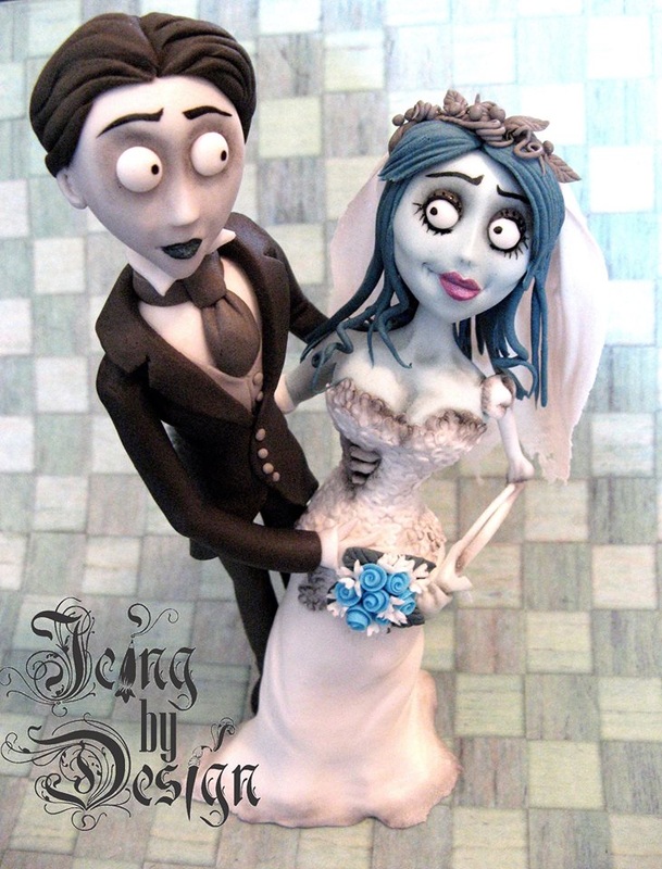 Corpse Bride and Groom Wedding Toppers