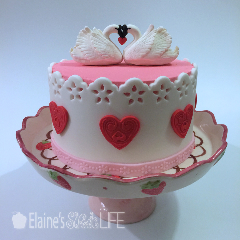 Swans Valentine's Cake